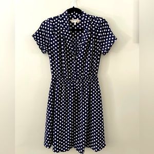 Navy and white polka dot dress size small
